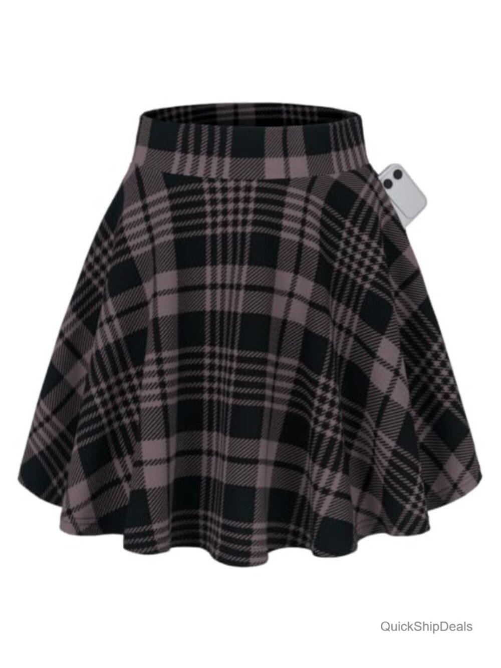 Women's Flared Mini Skater A-Line Skirt with Pockets High Waist
